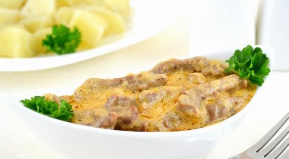 Beef with mushrooms in creamy sauce a hearty dish during the consolidation phase of the Dukan diet